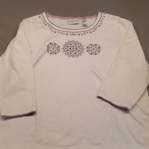 Alfred Dunner White, 3/4 sleeve